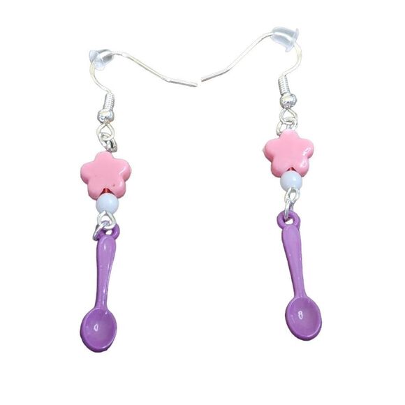 Handmade Kawaii Spoon Dangle Earrings - Picture 1 of 1